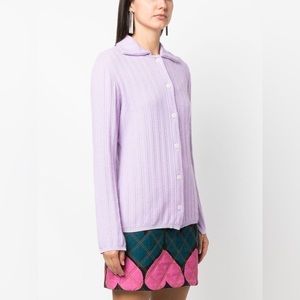 Mariele Waithe Silk Ribbed Collar Cardigan